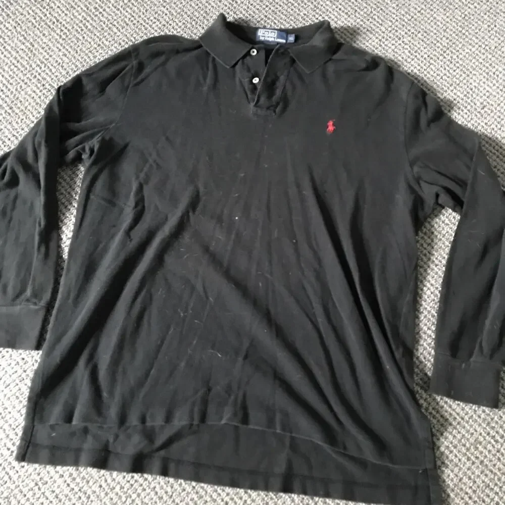 Polo By Ralph Lauren Long Sleeve Black‎ Pullover Polo Shirt